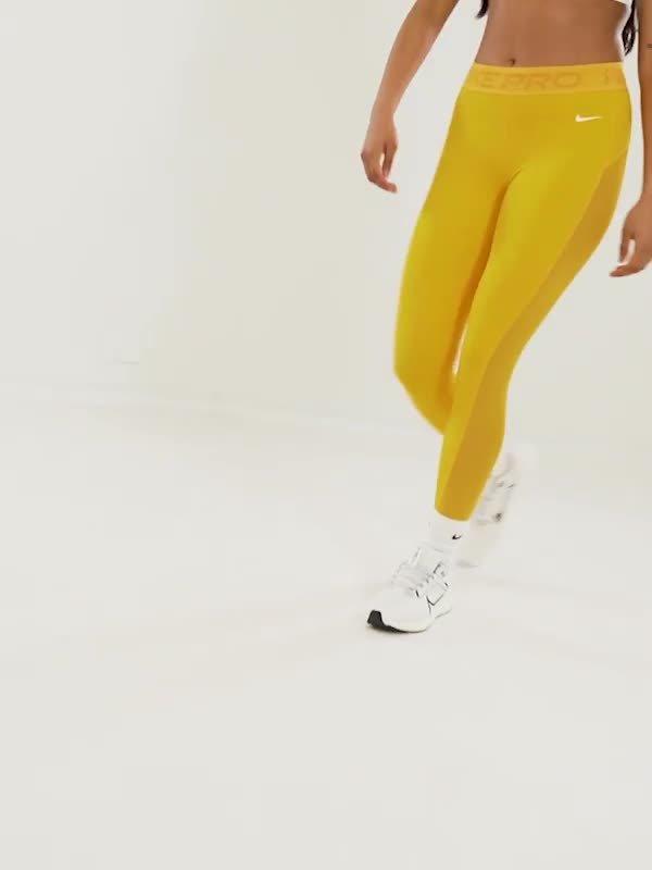 nike pro leggings yellow band