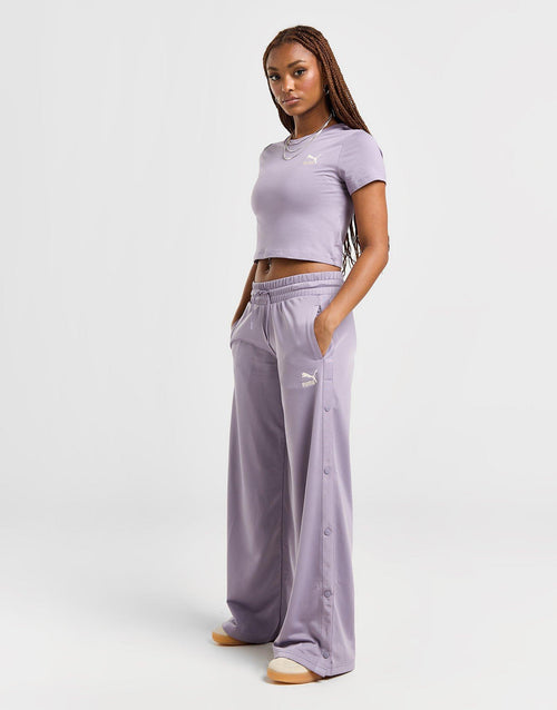 Popper Wide Leg Track Pants