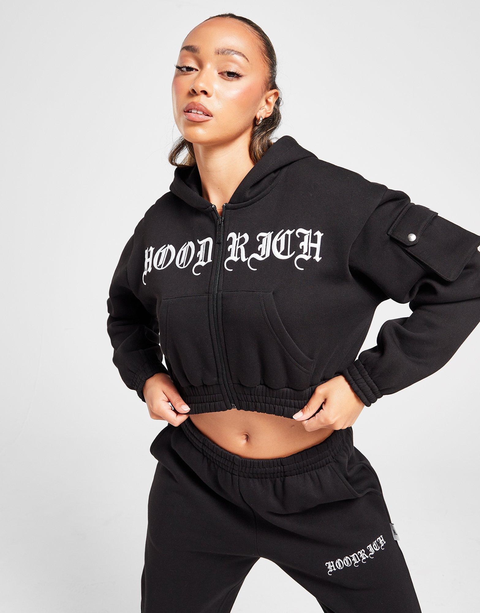 Black Hoodrich Dusk Crop Full Zip Hoodie - JD Sports Malaysia