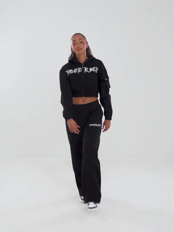 Black Hoodrich Dusk Crop Full Zip Hoodie - JD Sports Malaysia