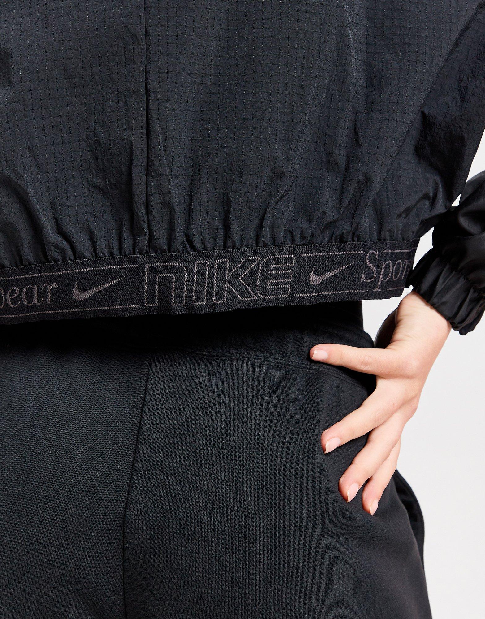 nike swoosh woven jacket in black