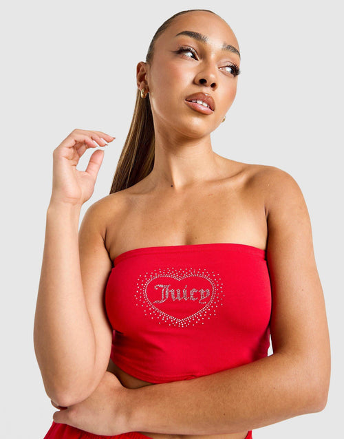 Diamante Heart Logo Bandeau Top