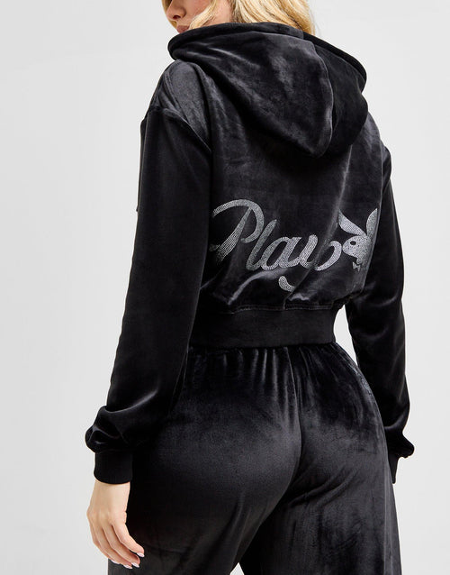 Diamante Velour Full Zip Hoodie