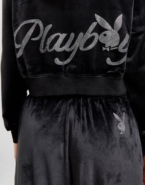 Diamante Velour Full Zip Hoodie