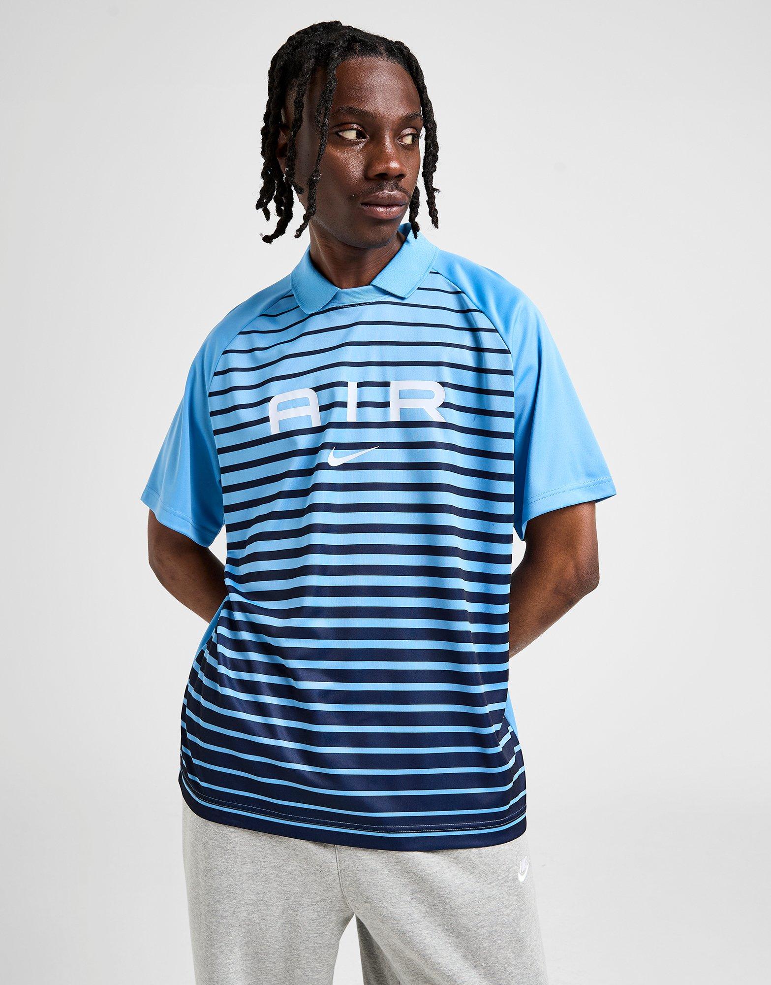nike blue and white striped football shirt