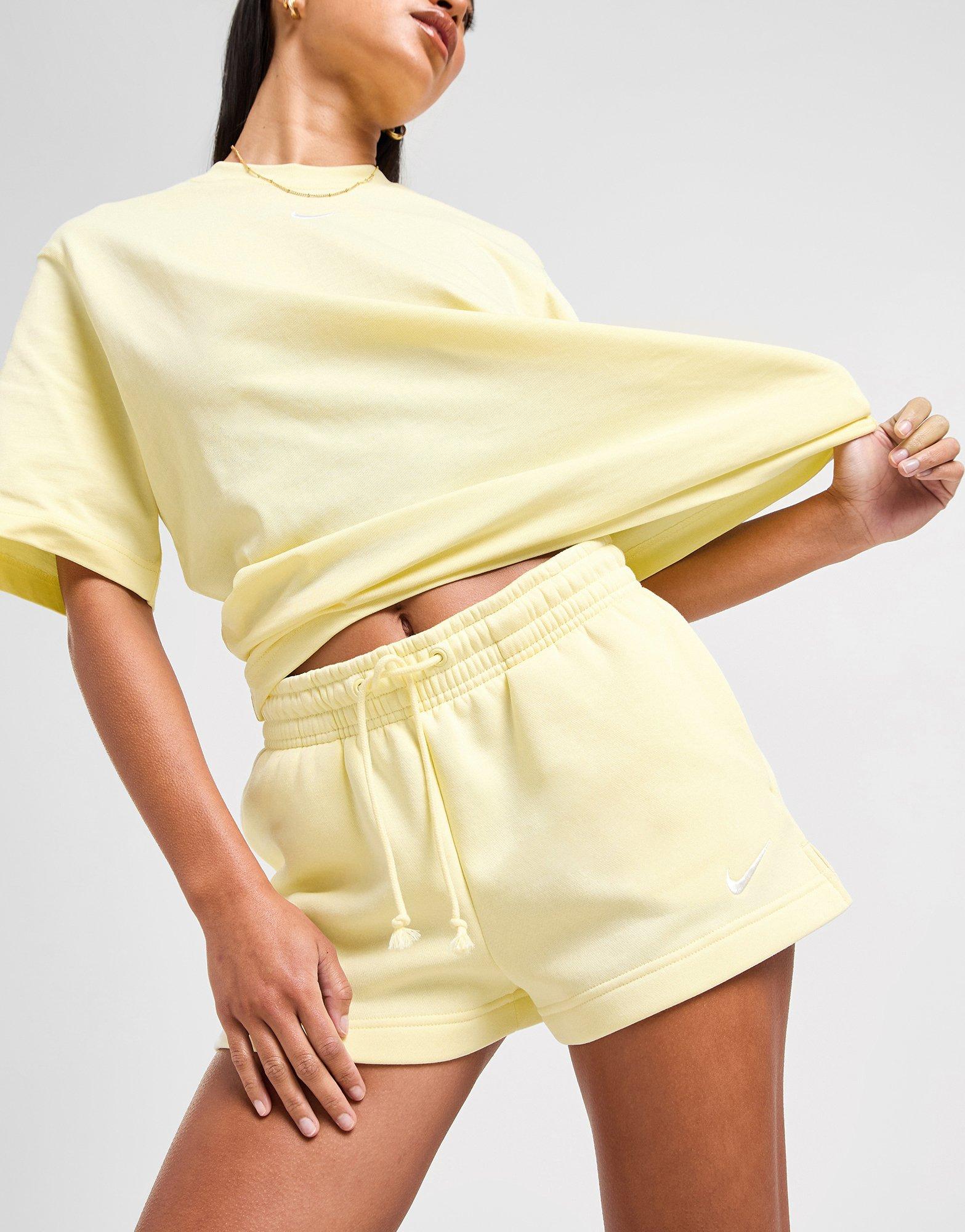 nike fleece shorts yellow