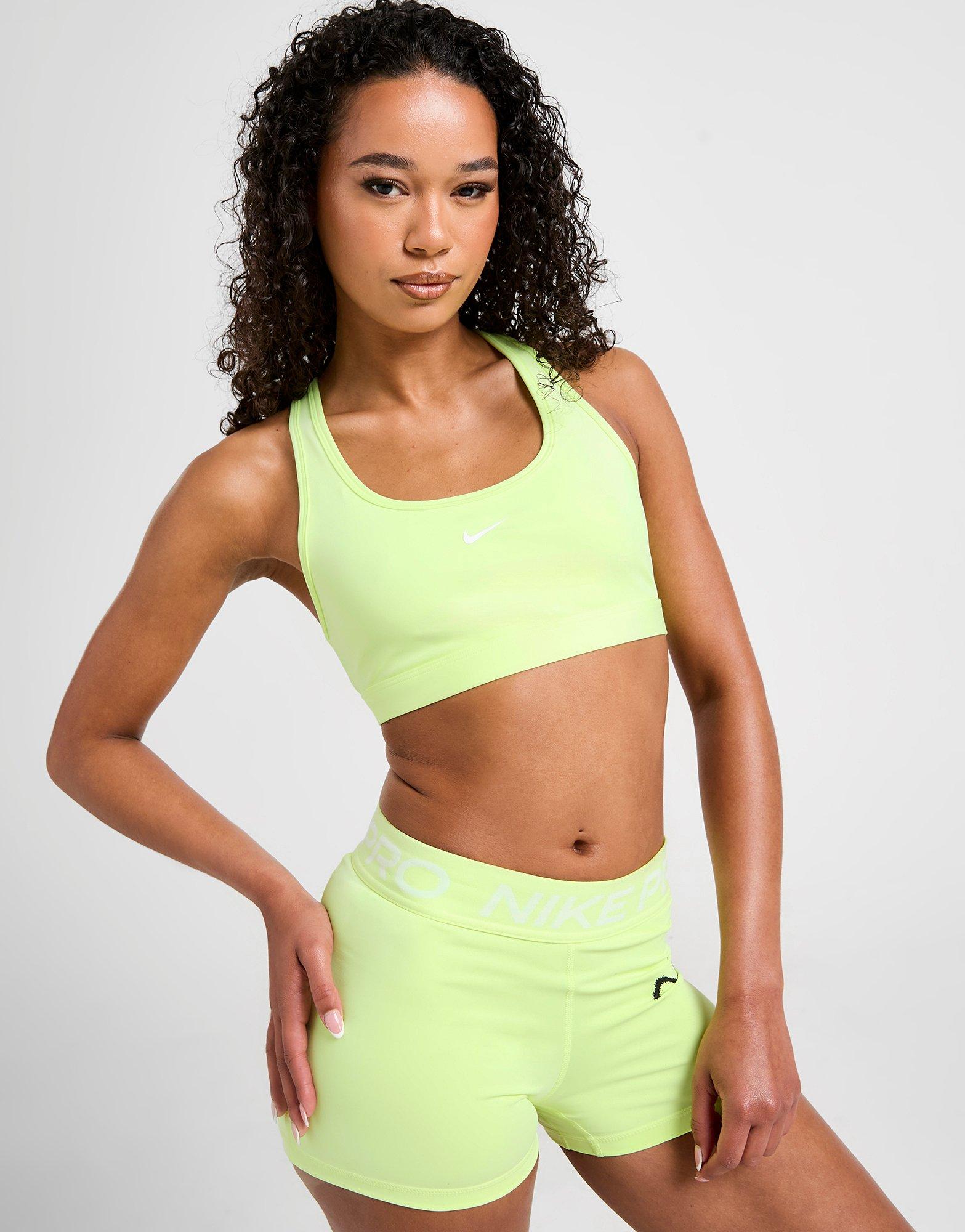 nike yellow plaid sports bra