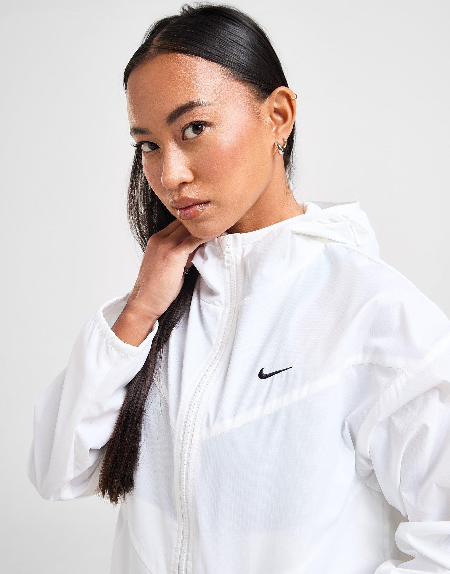 nike woven sheer logo jacket in white