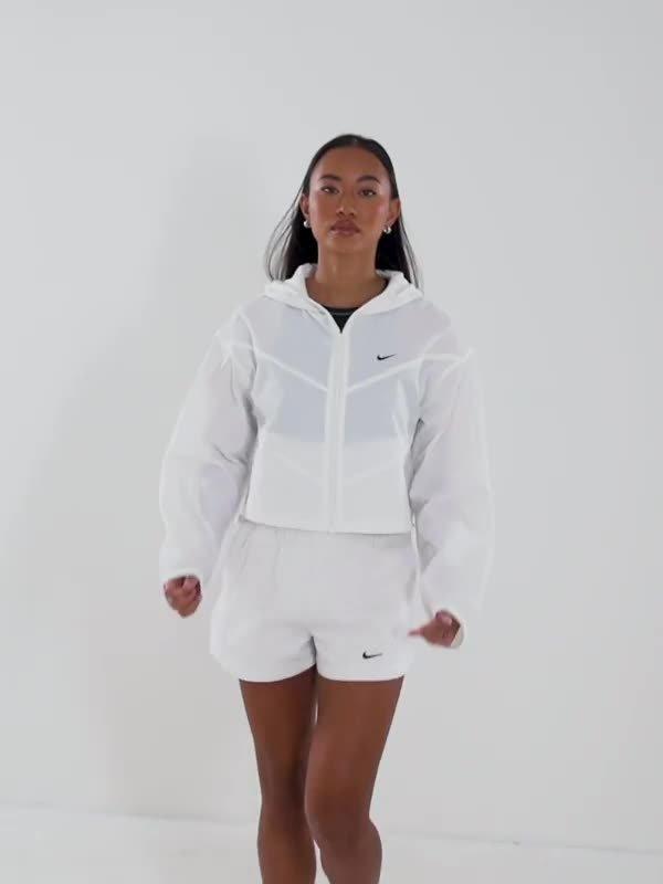 nike woven sheer logo jacket in white
