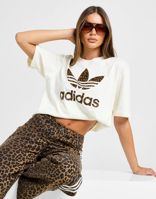 Leopard Print Trefoil Boyfriend T-Shirt