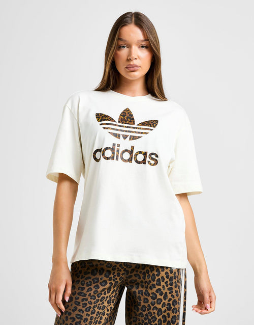 Leopard Print Trefoil Boyfriend T-Shirt