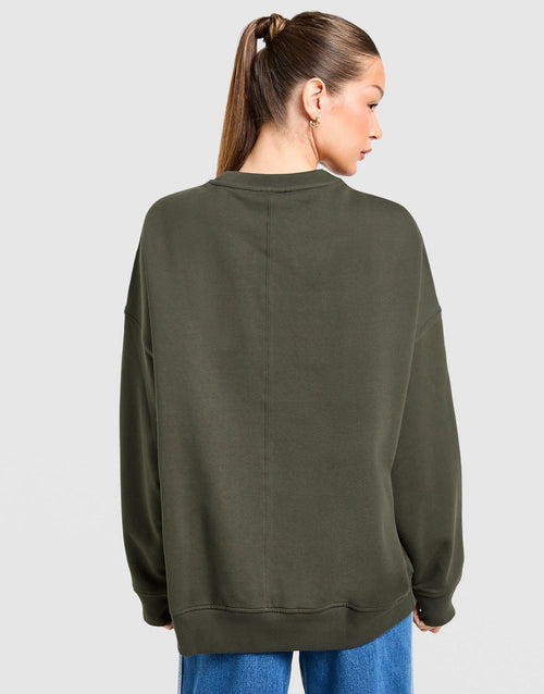 Essential Linear Oversized Crew Sweatshirt
