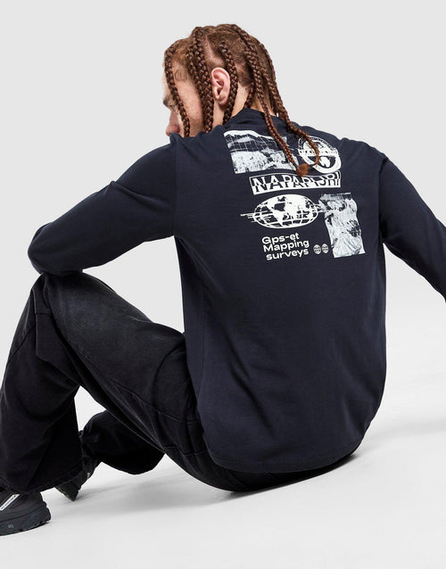 Grid Back Print Long Sleeve T-Shirt