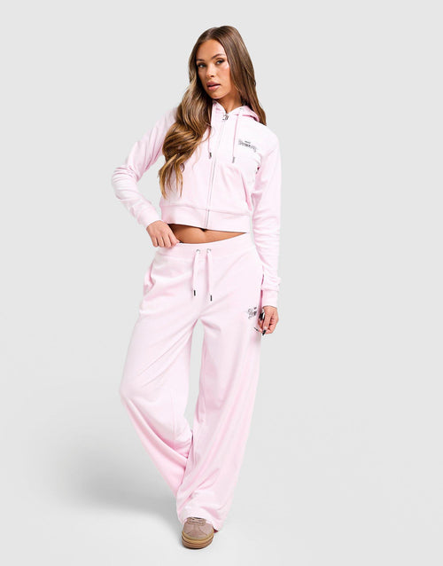 Angel Velour Diamante Wide Joggers