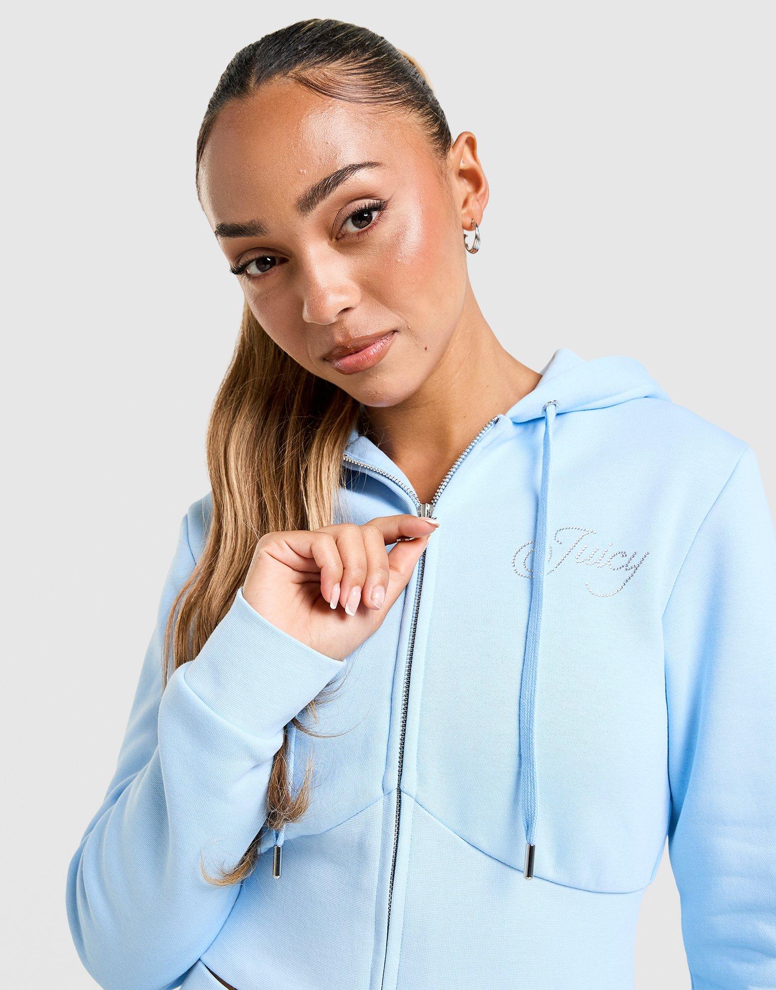 Blue Juicy Couture Script Corset Fleece Hoodie - JD Sports Malaysia