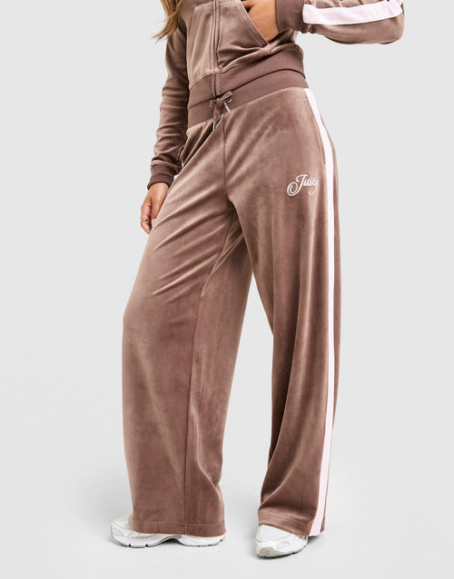 Script Velour Wide Track Pants