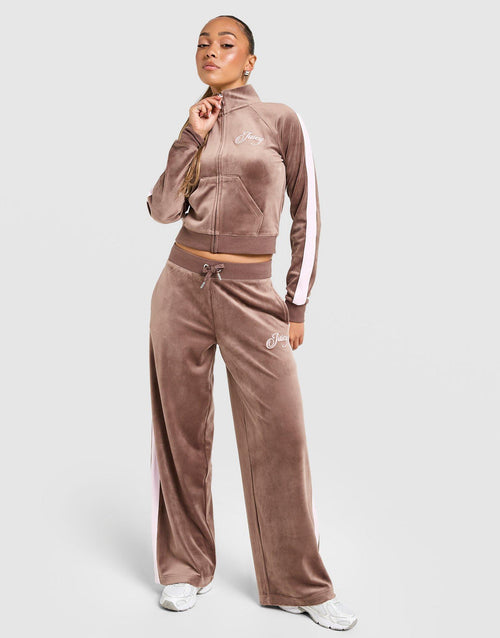 Script Velour Wide Track Pants