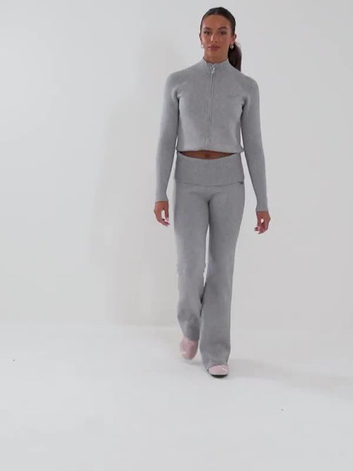 Knit Fold Over Flare Joggers