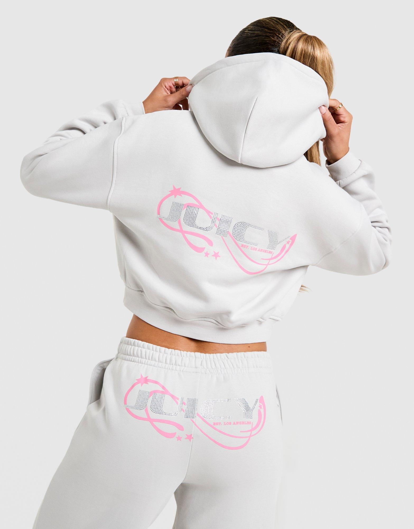Grey Juicy Couture Y2K Diamante Fleece Hoodie - JD Sports Malaysia