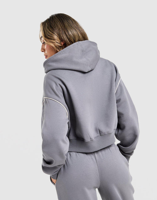 Varsity Crop Full Zip Hoodie