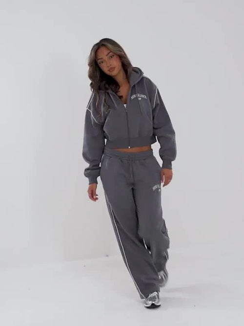 Varsity Crop Full Zip Hoodie