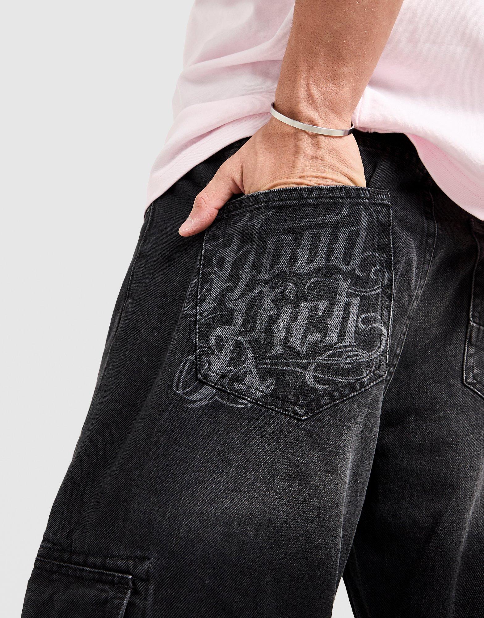 Black Hoodrich Script Cargo Denim Jeans - JD Sports Malaysia