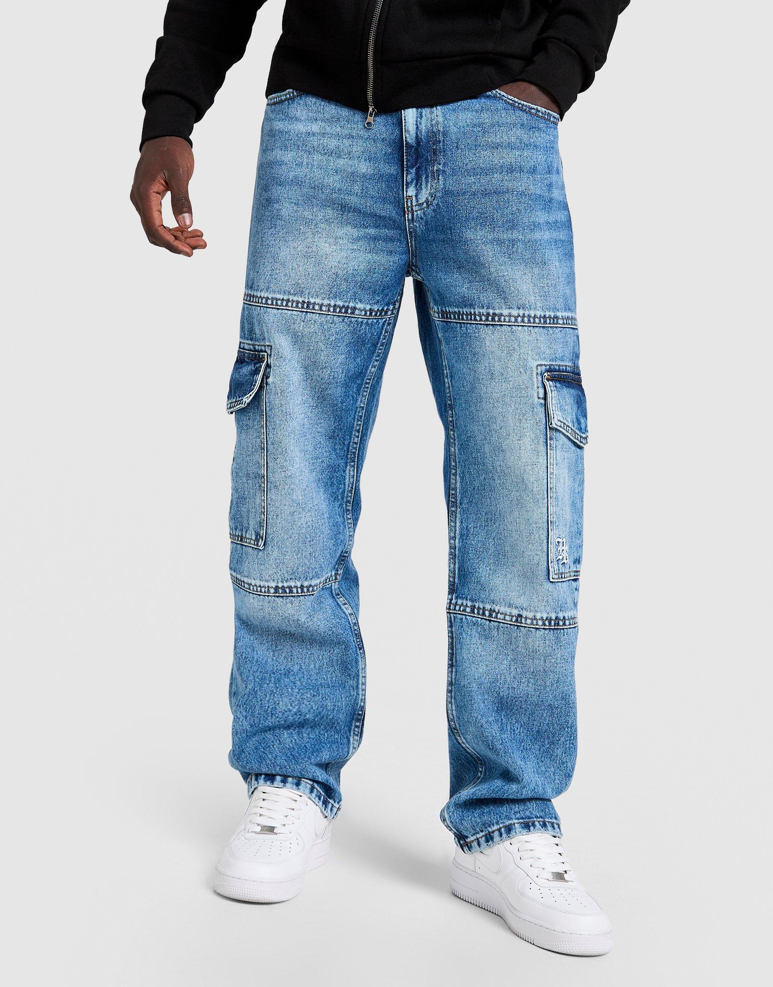 Blue Hoodrich Script Cargo Denim Jeans - JD Sports Malaysia