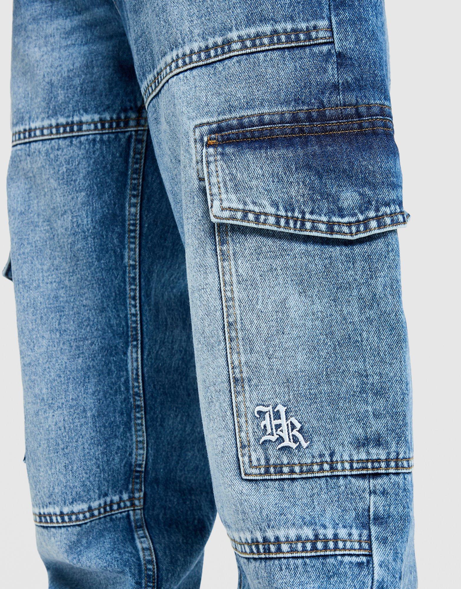 Blue Hoodrich Script Cargo Denim Jeans - JD Sports Malaysia