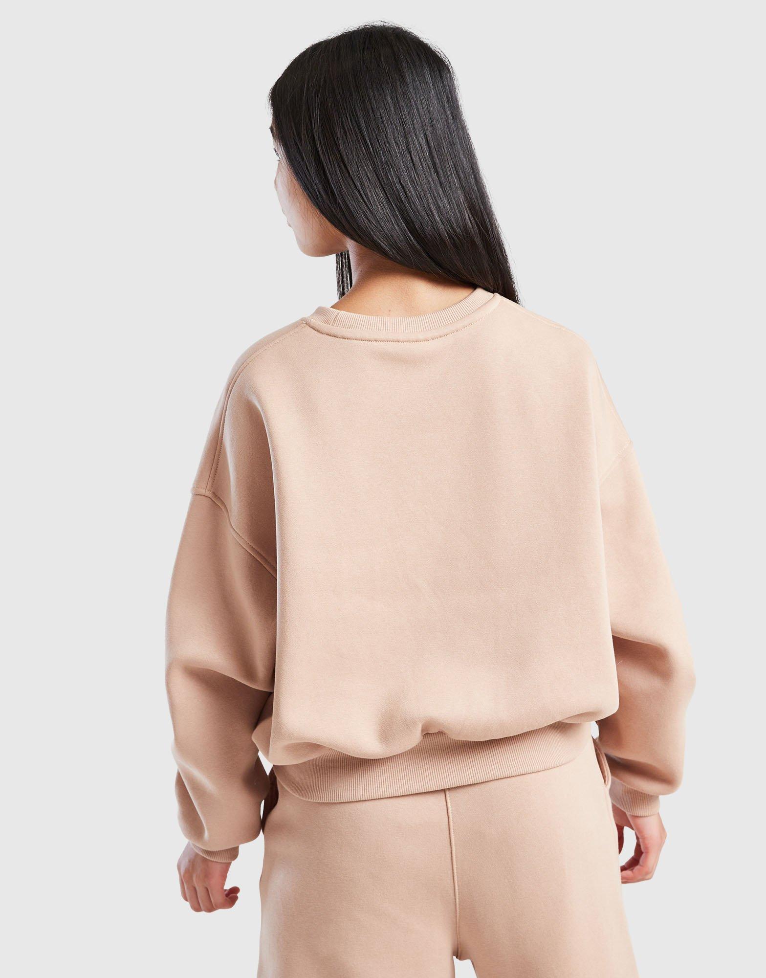 nike sportswear women's essentials fleece cropped crew tan