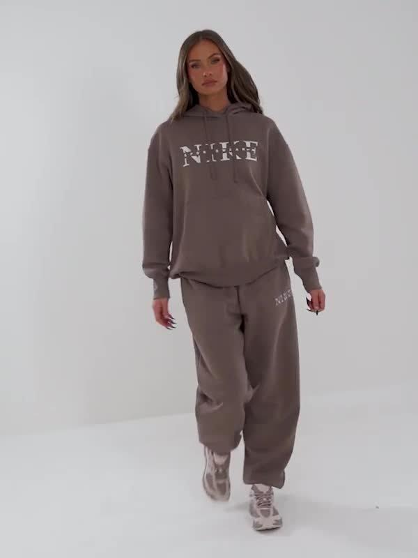 nike vintage oversized hoodie washed brown