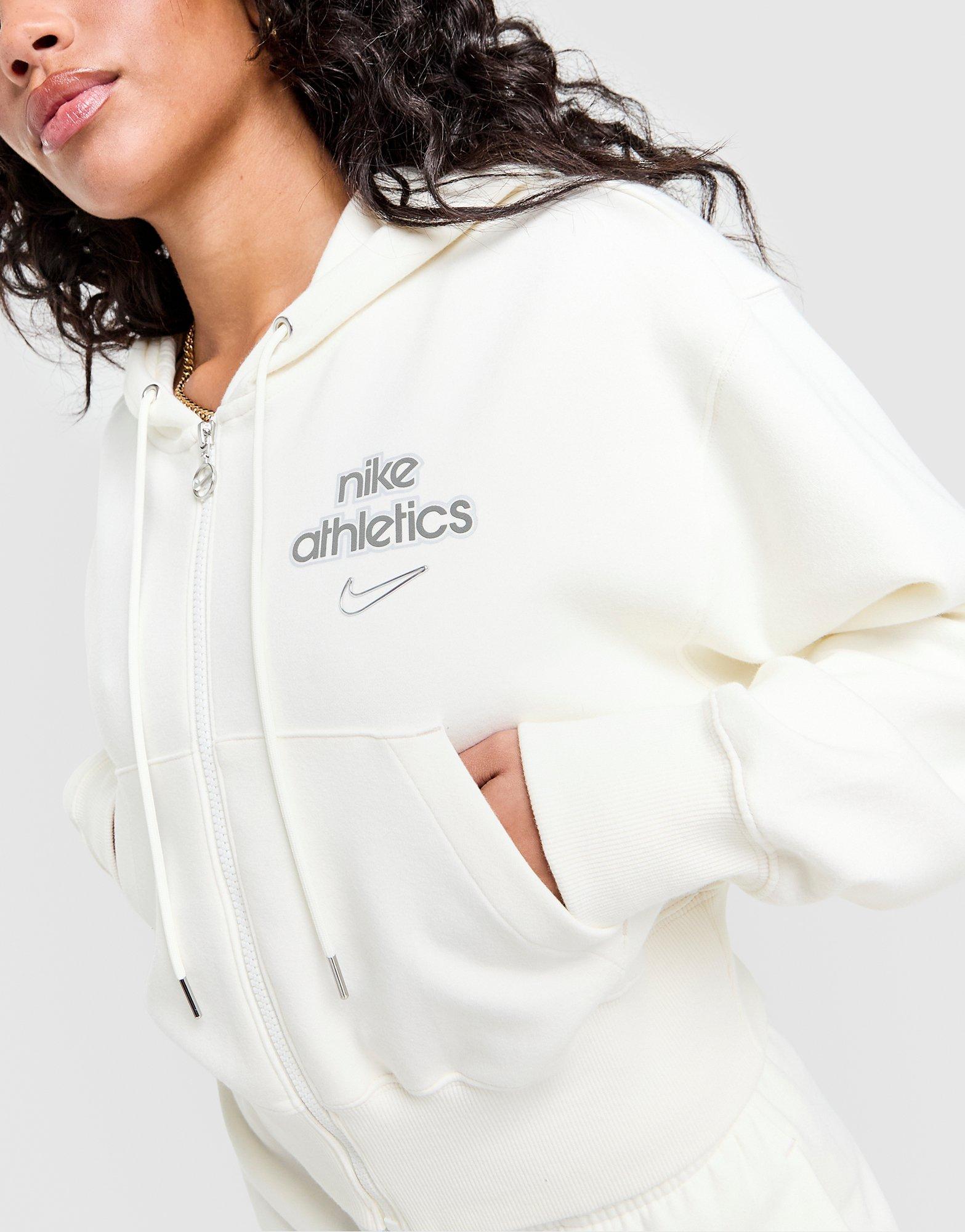 White Nike Graphic Swoosh Crop Full Zip Hoodie - JD Sports Malaysia
