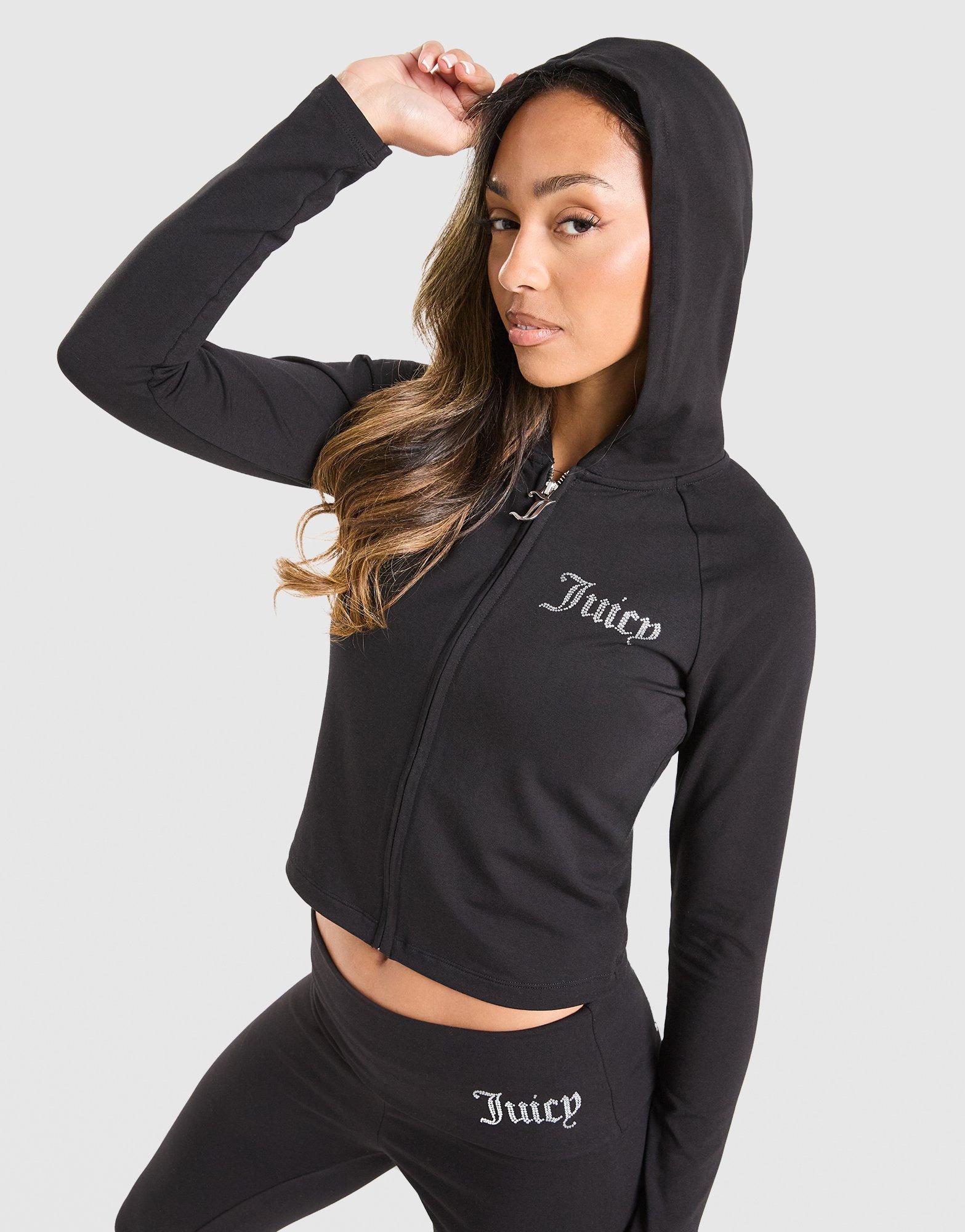 Black Juicy Couture Logo Jersey Full Zip Hoodie - JD Sports Malaysia