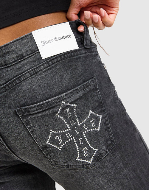 Cross Lace Up Denim Jeans
