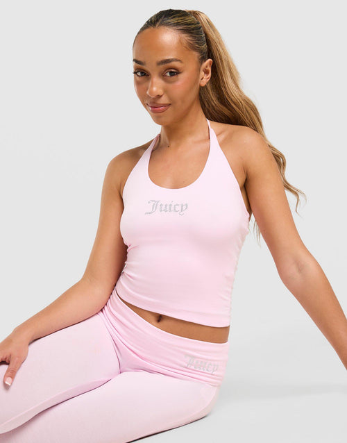 Jersey Diamante Halter Vest Top