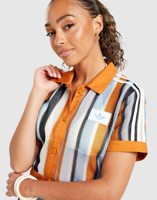 Summer Glow Striped Cropped Polo