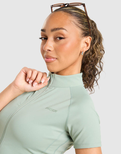 Sculpt Short Sleeve Full Zip Top