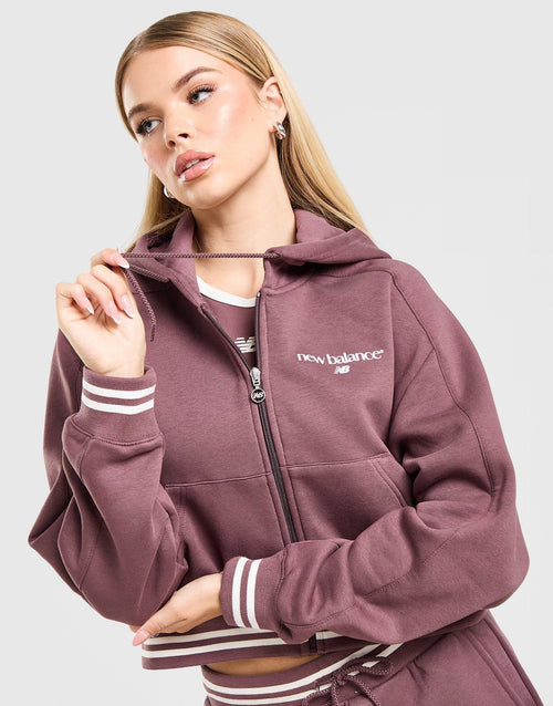 Cropped Ribbed Full Zip Hoodie