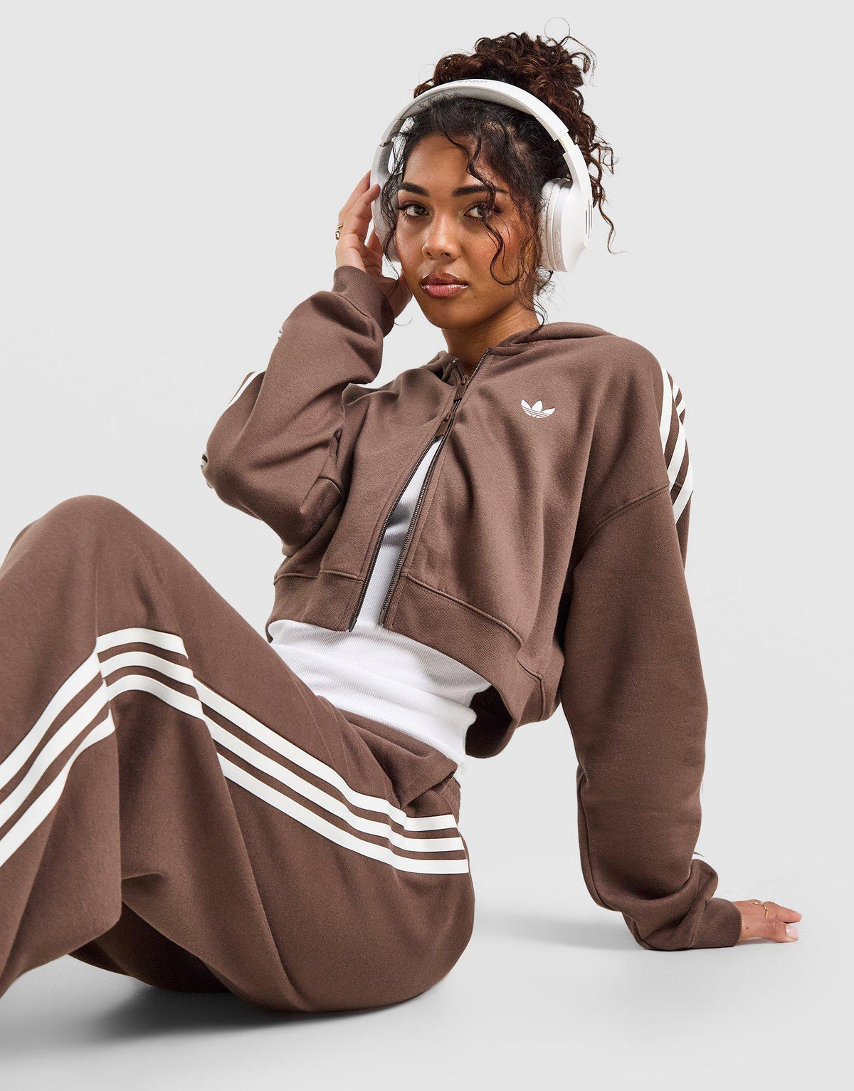 3-Stripes Cropped Full Zip Hoodie