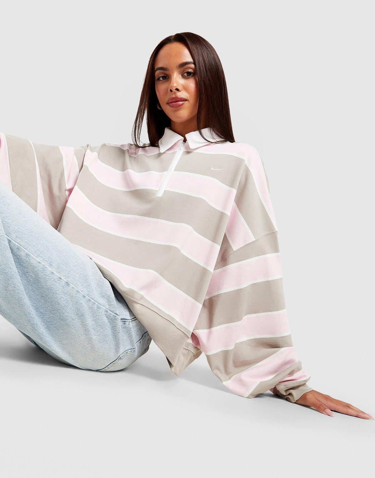 Cropped Stripe Rugby Polo Shirt