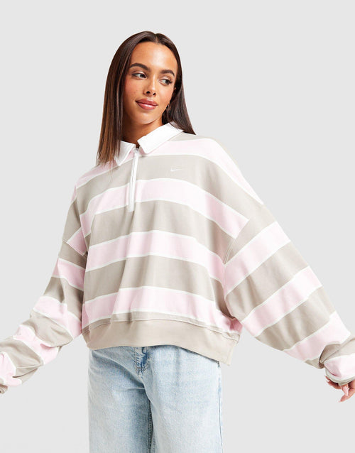 Cropped Stripe Rugby Polo Shirt
