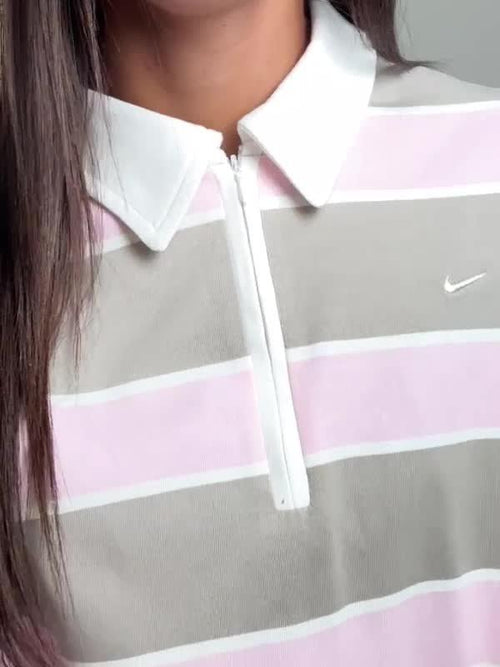 Cropped Stripe Rugby Polo Shirt