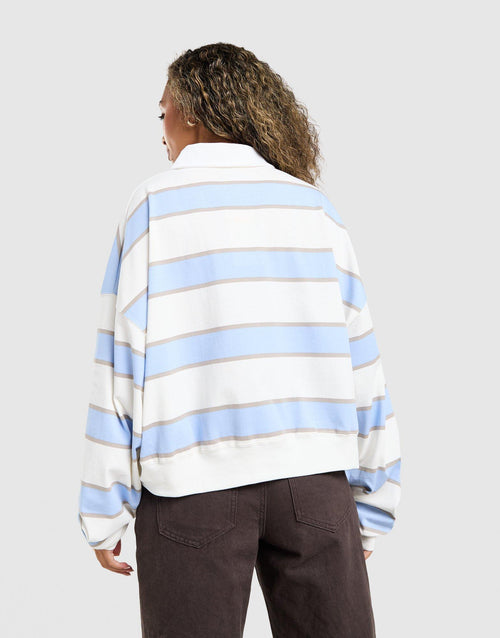 Cropped Stripe Rugby Polo Shirt