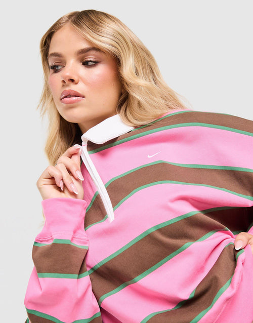 Cropped Stripe Rugby Polo Shirt