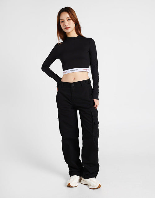 Crop Tape Mock Neck