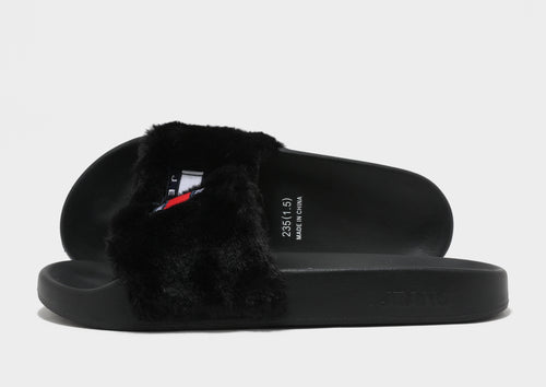TJ Flag Logo Fur Pool Slide Women's