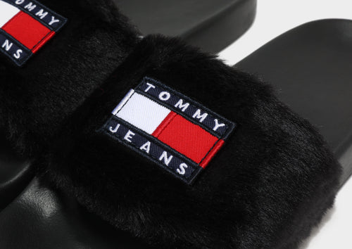 TJ Flag Logo Fur Pool Slide Women's
