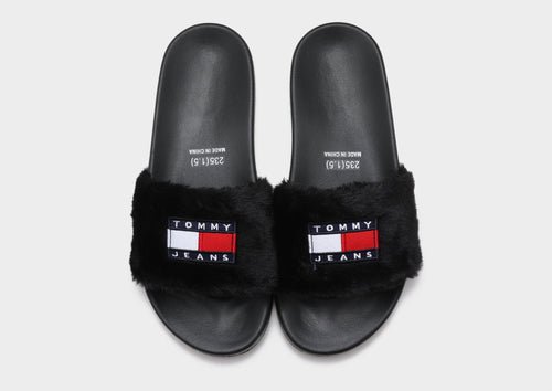 TJ Flag Logo Fur Pool Slide Women's