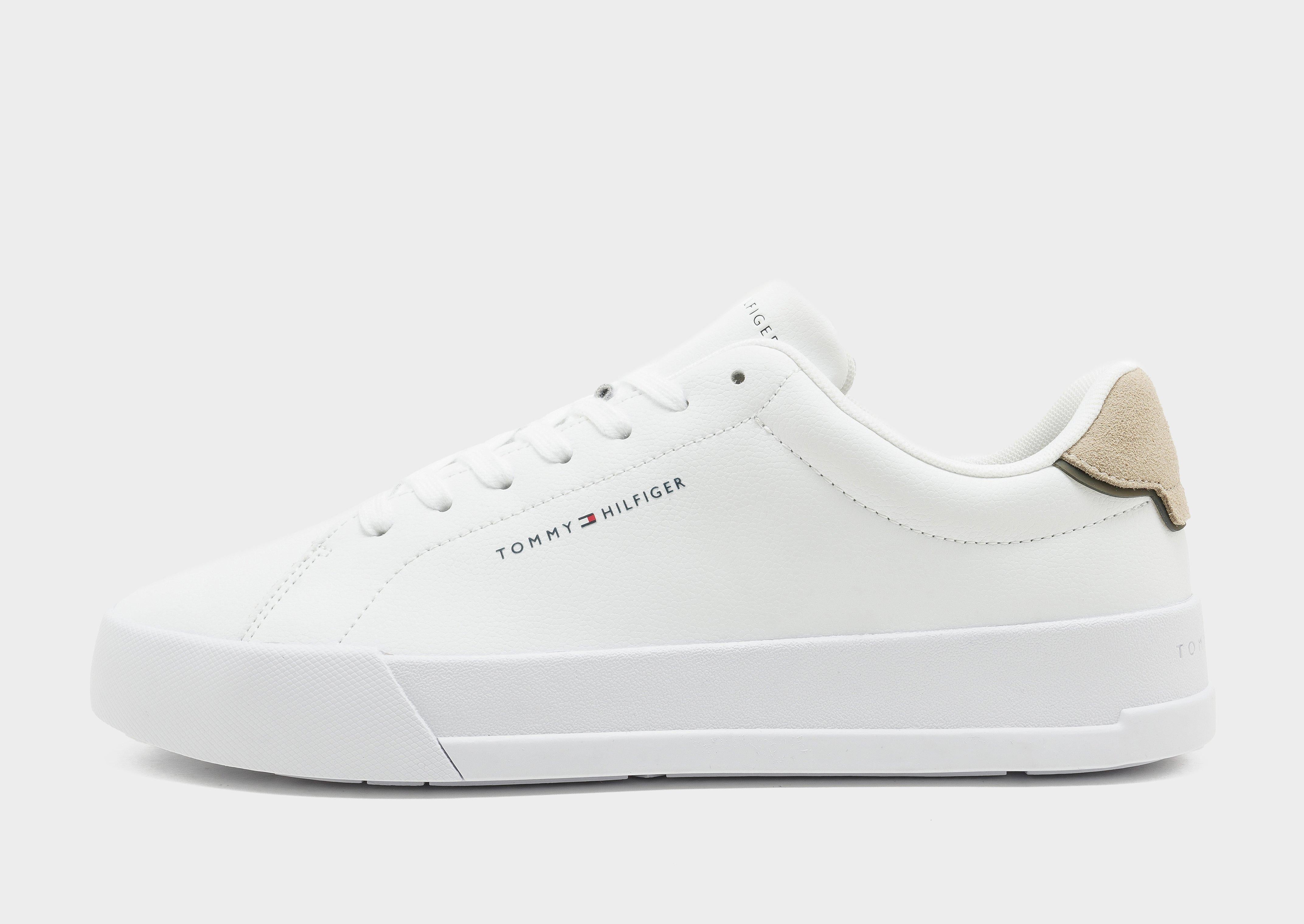 White Tommy Hilfiger Court Leather Detail Essential JD Sports