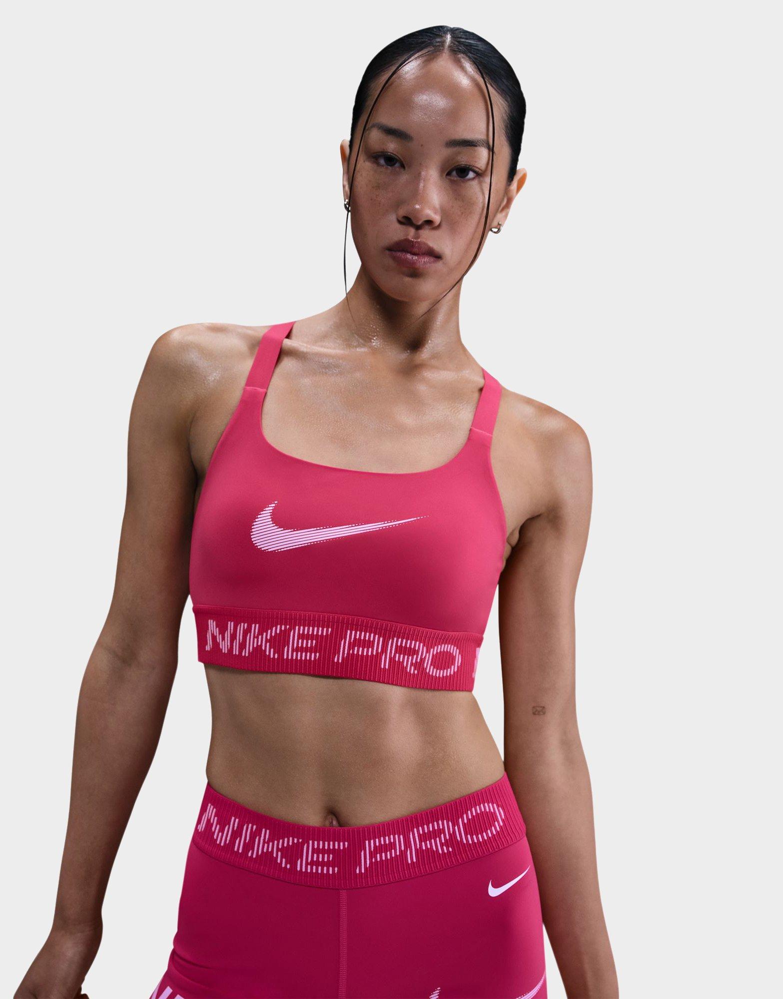 pink nike pro sports bra