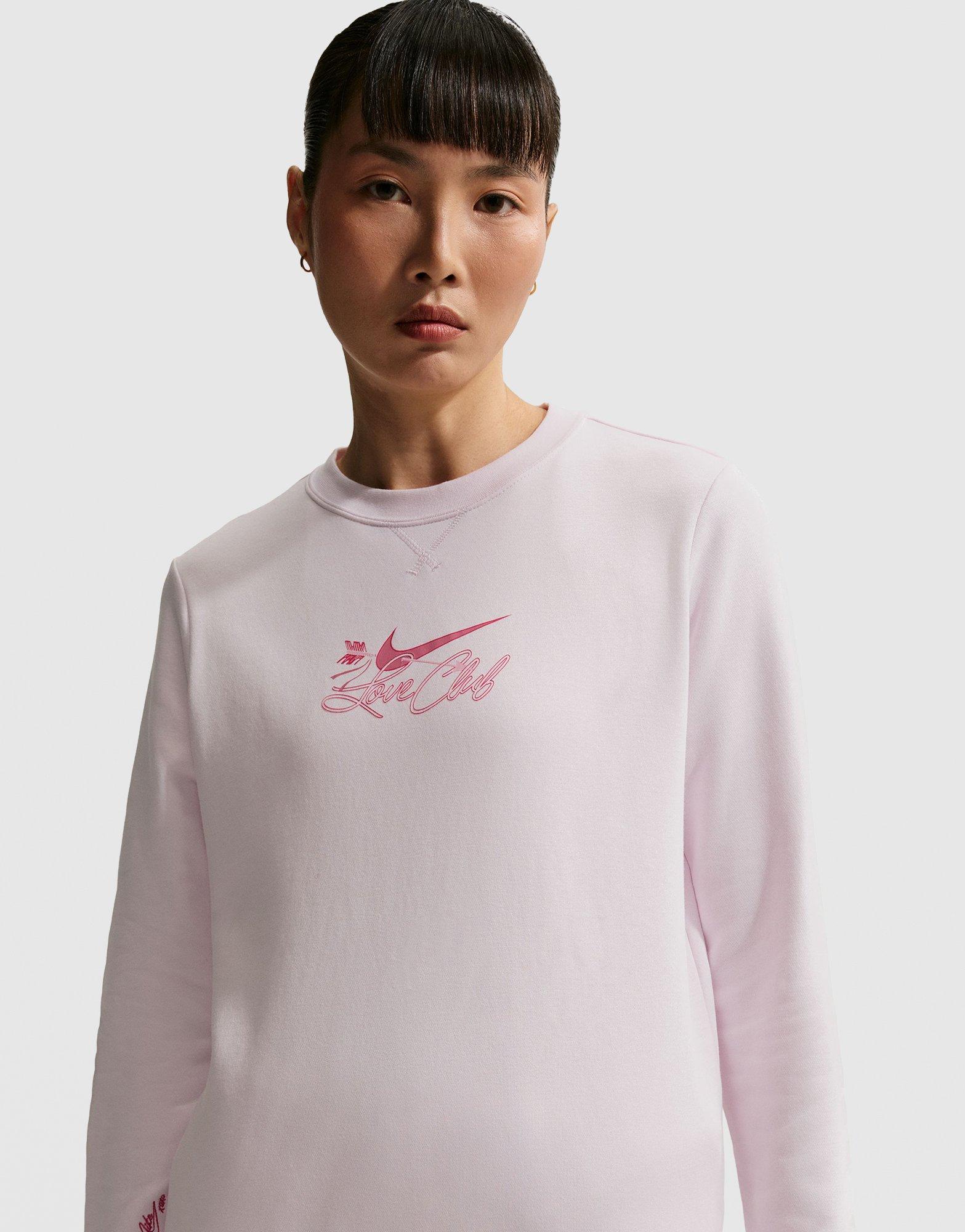 nike club crew neck sweat in pink